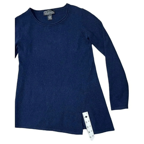 Philosophy By Cashmere Republic Long Tunic Sweater Dark Gray Size Small Slit - Picture 8 of 8